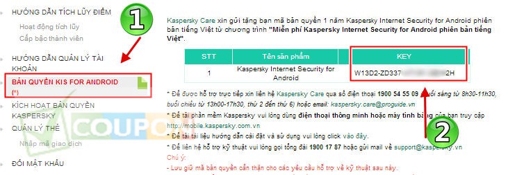 Key Kaspersky Mobile Security For Android Free 8
