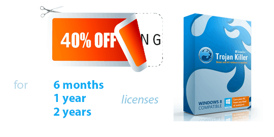 40% Off Trojan Killer 6 Months, 1 Year And 2 Years Licenses