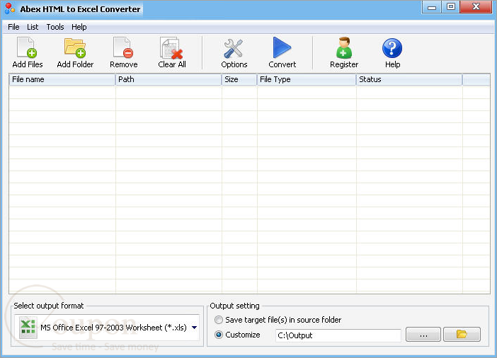 Abex Html To Excel Converter Screenshot