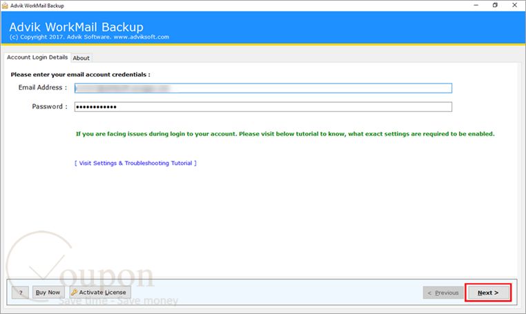 Advik Workmail Backup Screenshot