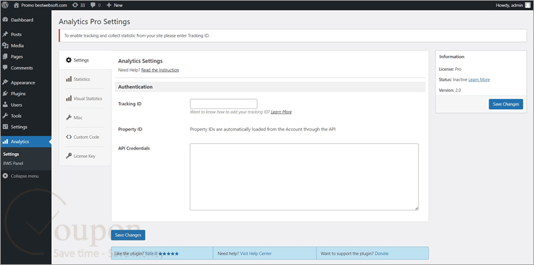 Bestwebsoft Analytics Screenshot
