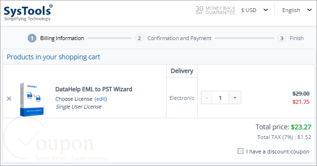 Datahelp Eml To Pst Wizard Coupon Code