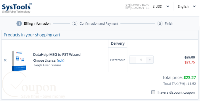 Datahelp Msg To Pst Wizard Coupon Code