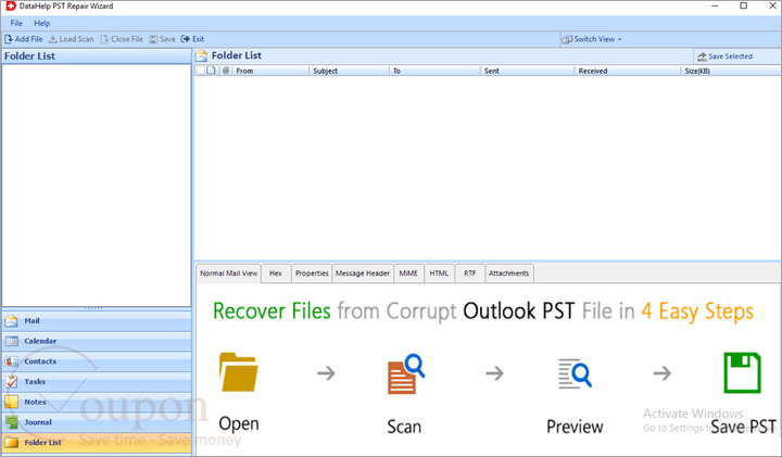 Datahelp Pst Repair Wizard Screenshot