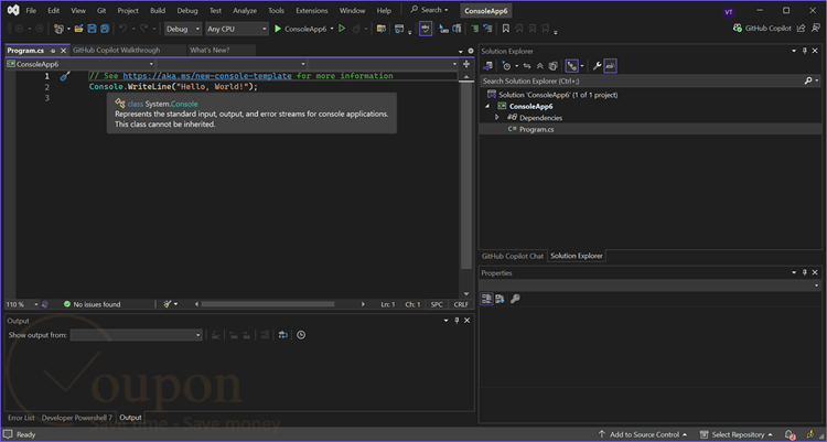 Microsoft Visual Studio Screenshot 1