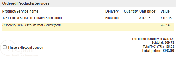 Net Digital Signature Library Coupon Code