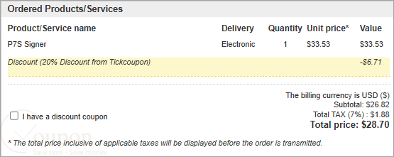 P7S Signer Coupon Code