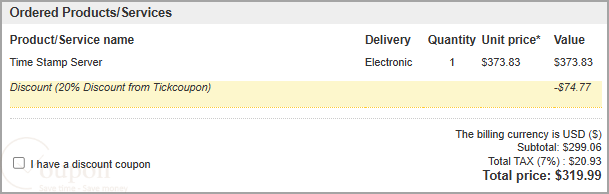 Time Stamp Server Coupon Code