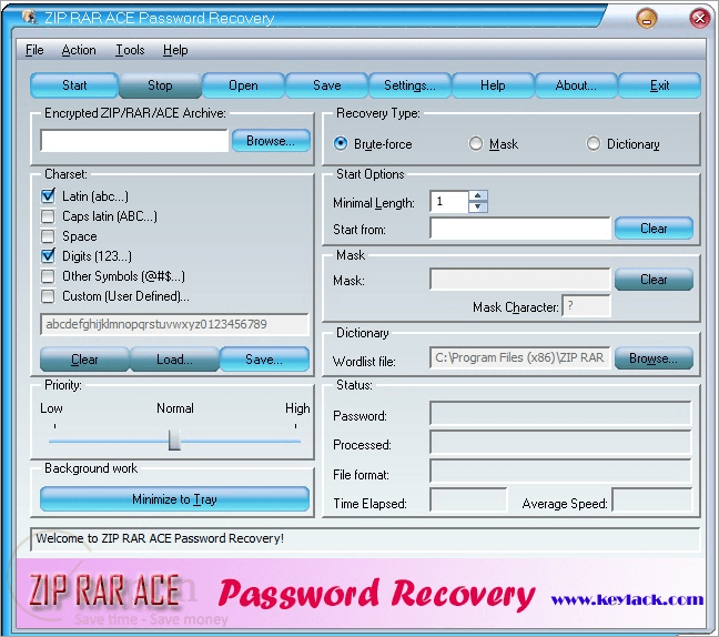 Zip Rar Ace Password Recovery Screenshot