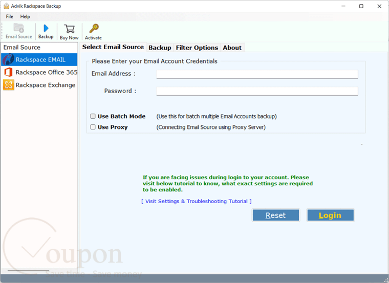 Advik Rackspace Backup Screenshot