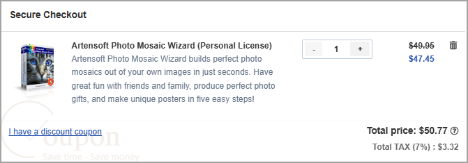 Artensoft Photo Mosaic Wizard Coupon Code