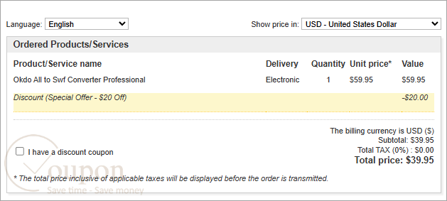 Okdo All To Swf Converter Professional Coupon Code