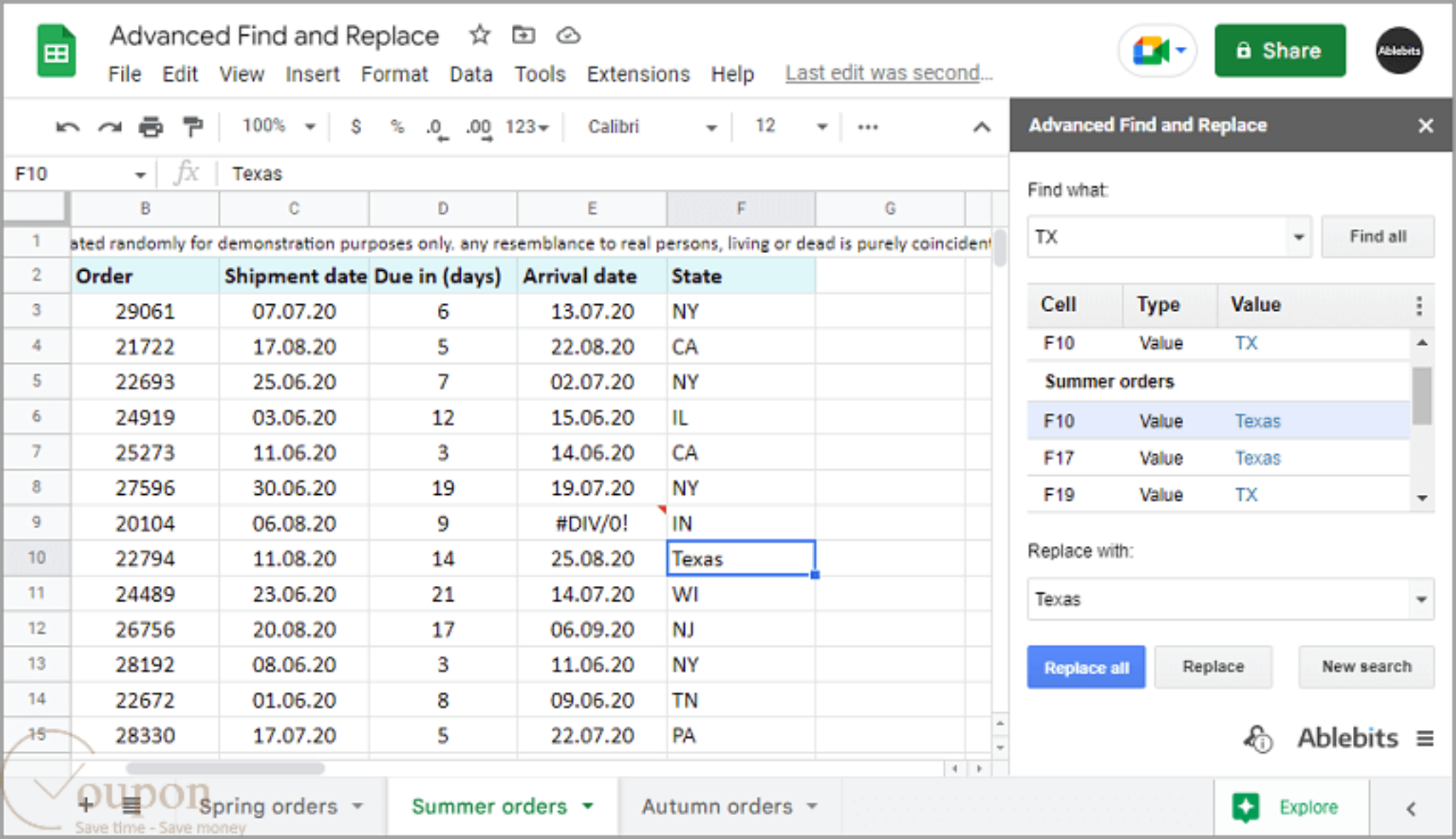 41% Off Advanced Find and Replace for Google Sheets Coupon