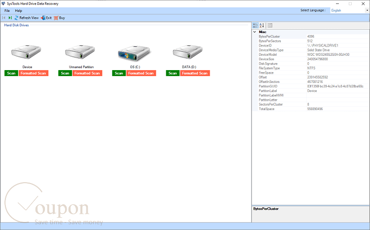 Systools Hard Drive Data Recovery Screenshot