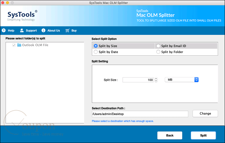 Systools Mac Olm Splitter Screenshot