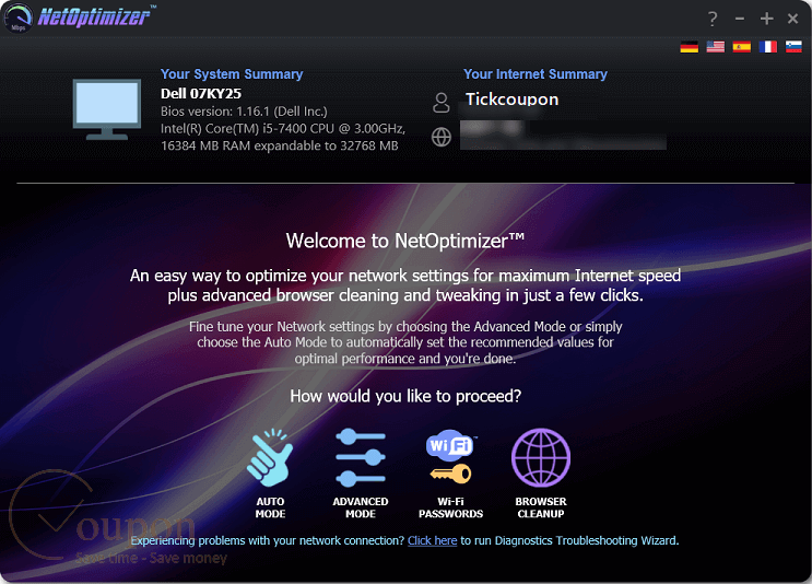Webminds Netoptimizer Screenshot