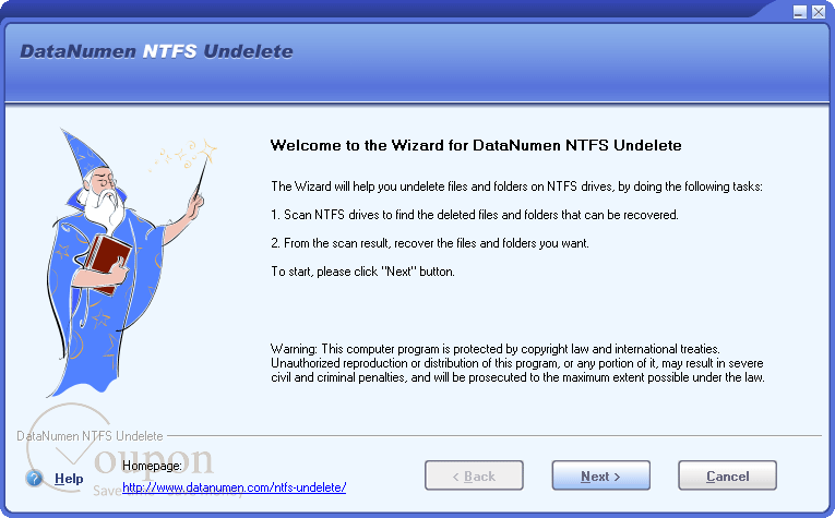 Datanumen Ntfs Undelete Screenshot