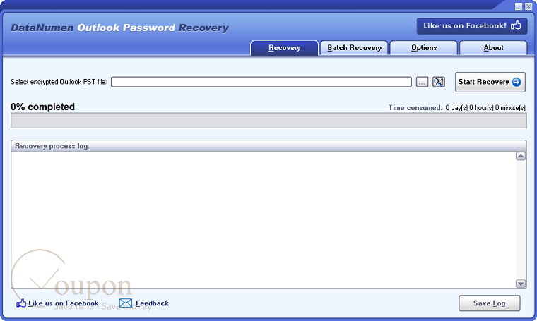 Datanumen Outlook Password Recovery Screenshot