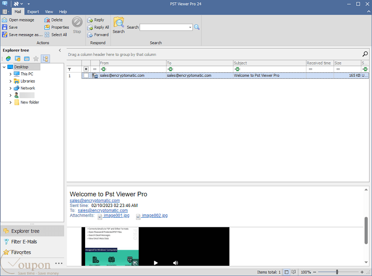 Encryptomatic Pstviewer Pro Screenshot