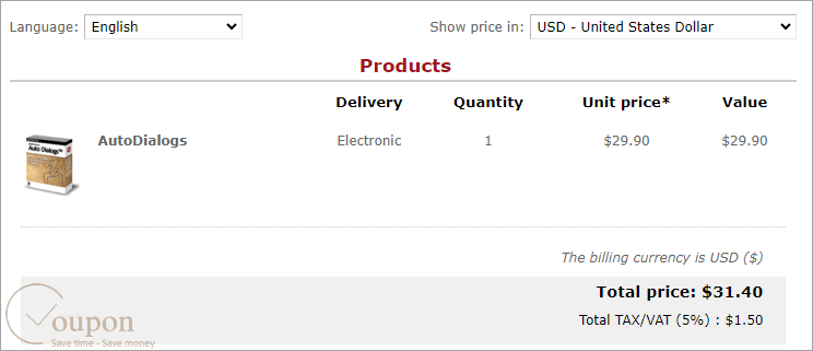 Metaproducts Autodialogs Coupon