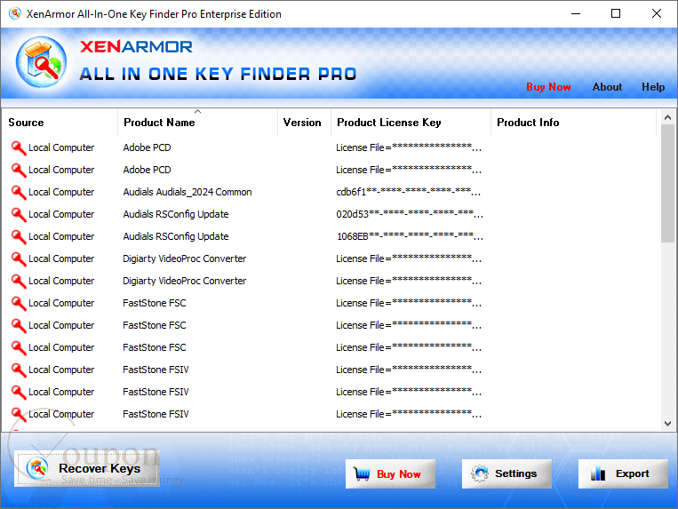 Xenarmor All In One Key Finder Pro Screenshot