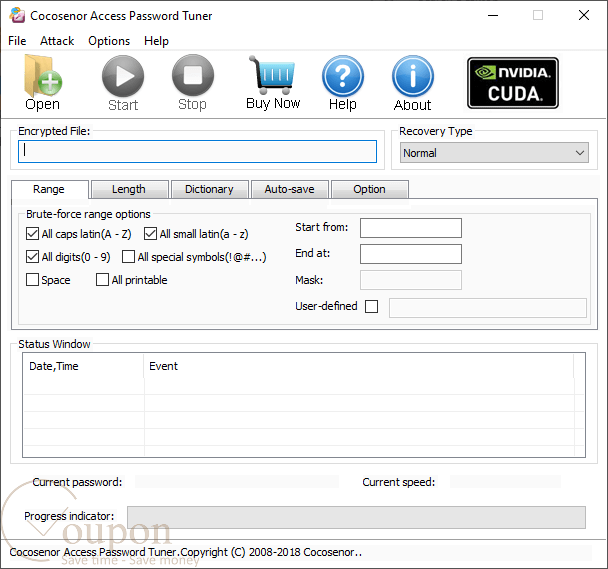 Cocosenor Access Password Tuner Screenshot