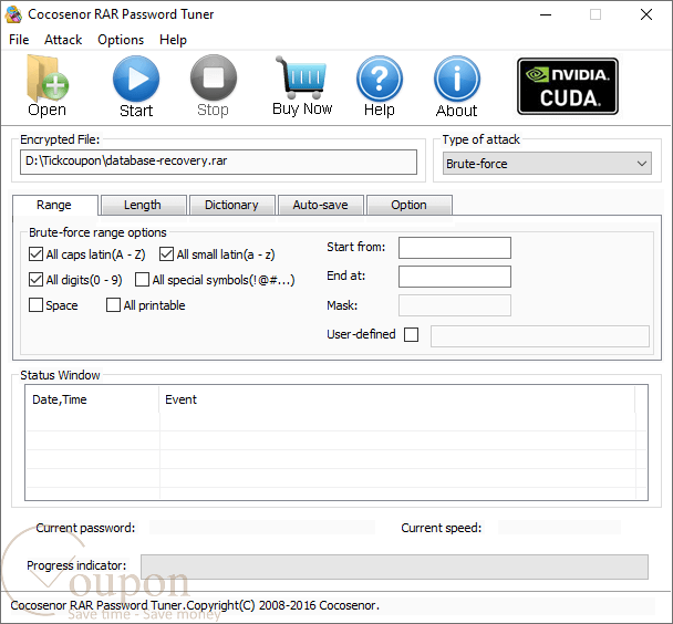 Cocosenor Rar Password Tuner Screenshot