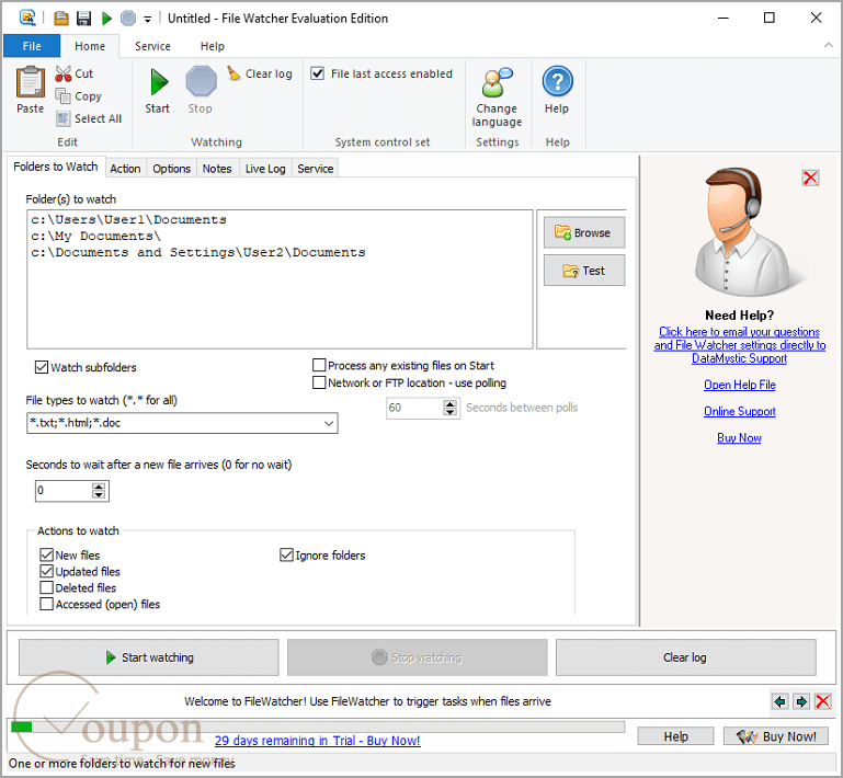 Datamystic File And Folder Watcher Screenshot