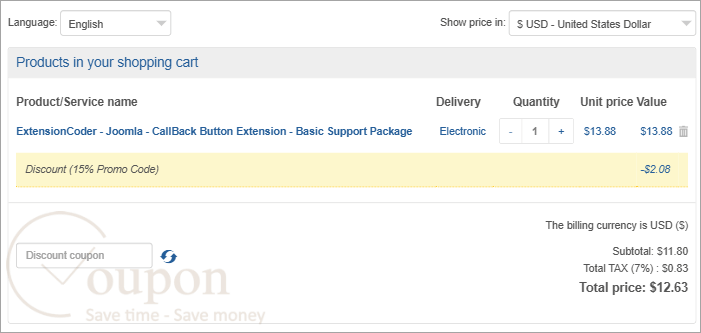 Extensioncoder Joomla Callback Button Extension Coupon Code