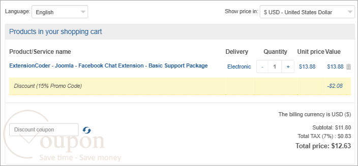 Extensioncoder Joomla Facebook Chat Extension Coupon Code