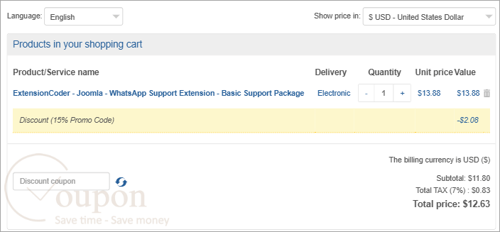 Extensioncoder Joomla Whatsapp Support Extension Coupon Code