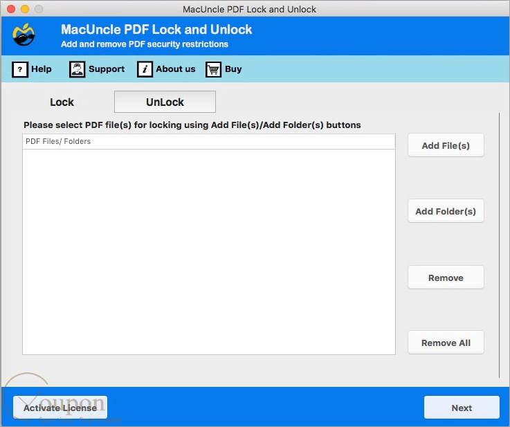 Macuncle Pdf Lock Unlock Wizard Screenshot