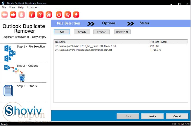 Shoviv Outlook Duplicates Remover Screenshot