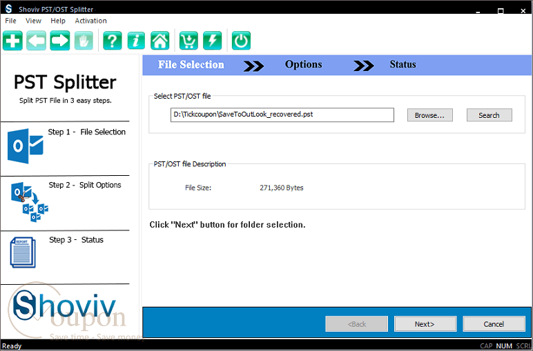 Shoviv Pst Splitter Screenshot