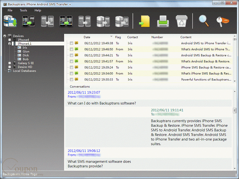 Backuptrans Iphone Android Sms Transfer Plus Screenshot