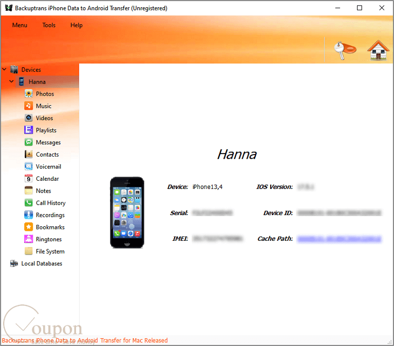 Backuptrans Iphone Data To Android Transfer Screenshot