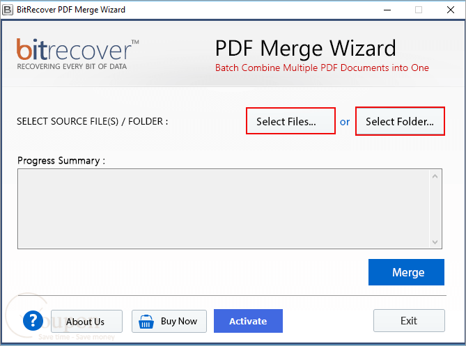 Bitrecover Pdf Merge Wizard Screenshot