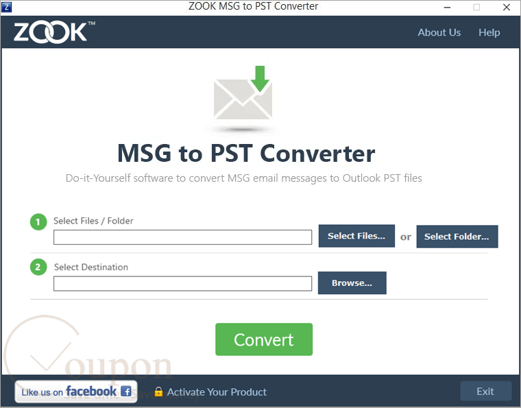 Zook Msg To Pst Converter Screenshot