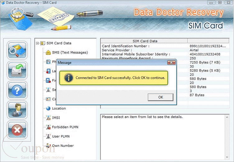 Data Recovery Software For Sim Cards Screenshot