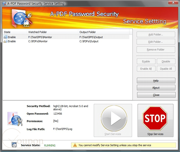 A Pdf Password Security Service Screenshot