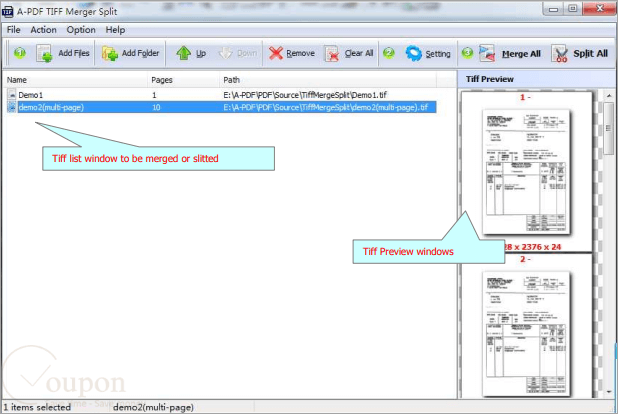 A Pdf Tiff Merge And Split Screenshot
