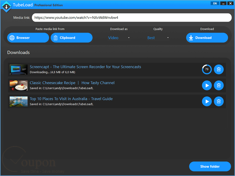 Ascomp Tubeload Professional Screenshot