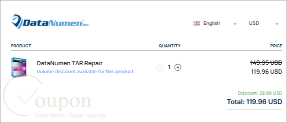 Datanumen Tar Repair Coupon Code