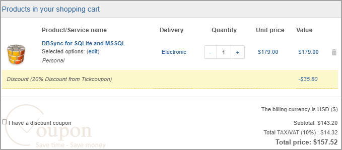 Dbsync For Sqlite And Mssql Coupon Code