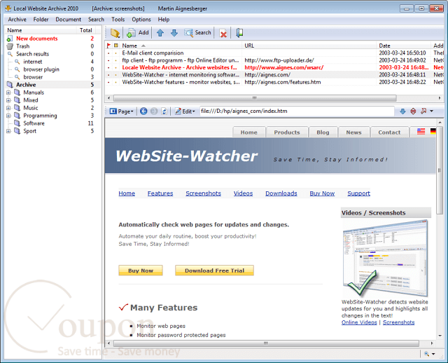Local Website Archive Screenshot