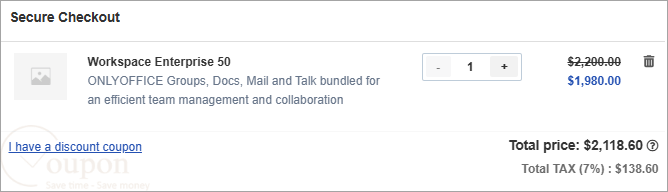 Onlyoffice Workspace Coupon Code