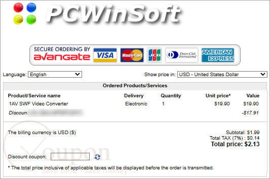 Pcwinsoft 1Av Swf Video Converter Coupon Code