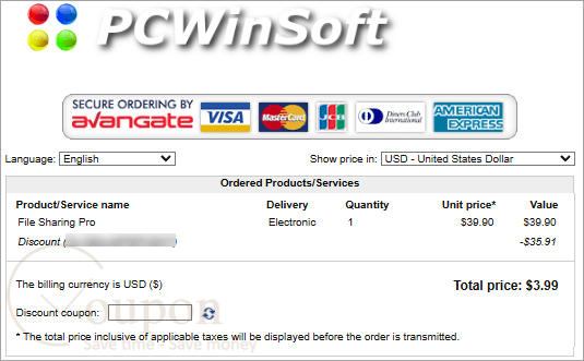 Pcwinsoft File Sharing Pro Coupon Code