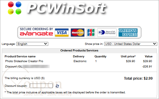 Pcwinsoft Photo Slideshow Creator Pro Coupon Code