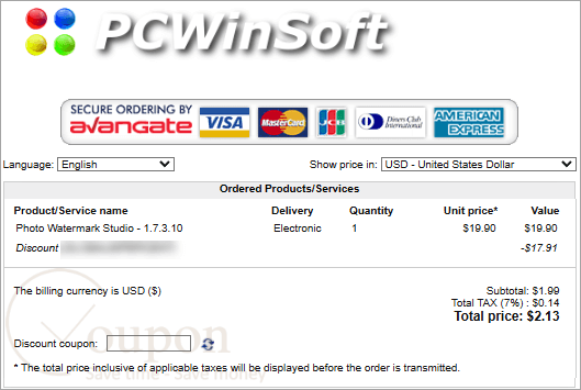 Pcwinsoft Photo Watermark Studio Coupon Code